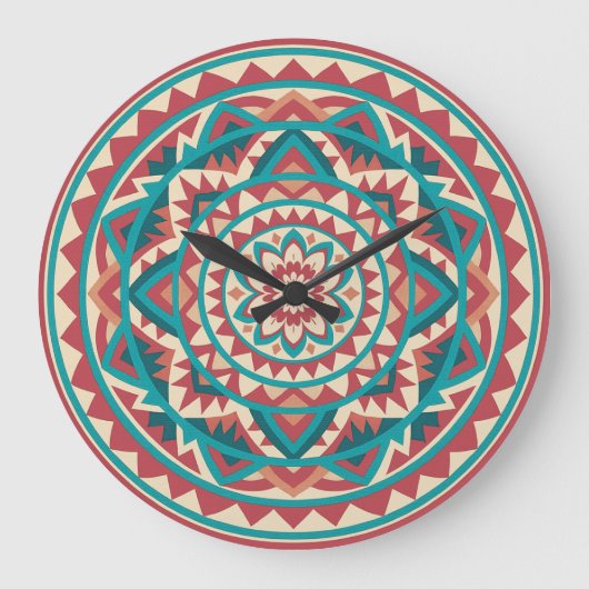 Moderne Zuidwest Mandala Grote Klok (Voorkant)