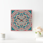 Moderne Zuidwest Mandala Vierkante Klok (Huis)