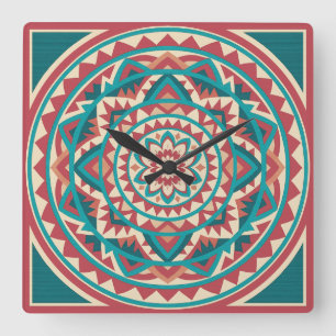 Moderne Zuidwest Mandala Vierkante Klok