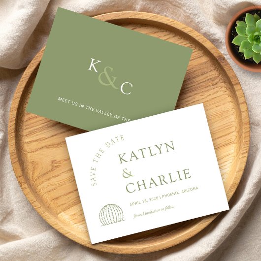 Moderne Zuidwestelijke Cactus Save The Date Kaart