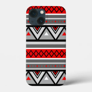 Moderne Zuidwestelijke Geometrische, Rood & Grijs Case-Mate iPhone Case