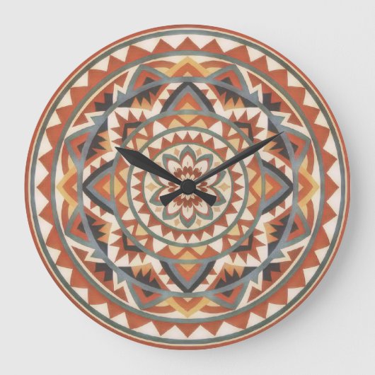Moderne Zuidwesterse Mandala Grote Klok (Voorkant)