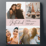 Moderne zuserhood foto Collage Blush Pink Fotoplaat<br><div class="desc">Geniet van een speciale foto-collage-keepname van je zussen of beste vrienden. Het voorzien van een typografie van de handtekeningsstijl met een hart op bovenkant en één of andere tekst voor u om aan te passen. Als u om het even welke doopvontgrootte, kleur enz. zou willen veranderen, klik op pas verder...</div>