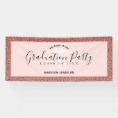 Moderne Zuster Afstuderen Roos Gold Glitter Name Spandoek (Horizontaal)