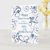 Moderne Zuster en Broeder in Law Jubileum Kaart (Gele Bloem)