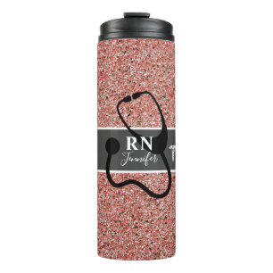 Moderne Zuurroze Rose Gold Glitter op maat Thermosbeker