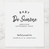 Moderne zwangerschapsaankondiging in zwart-wit wijn etiket (Enkel label)