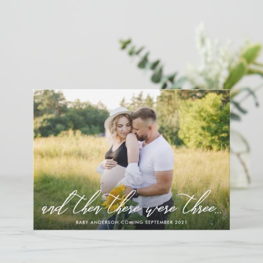 Moderne zwangerschapsaankondiging met foto aankondiging (Staand voorkant)