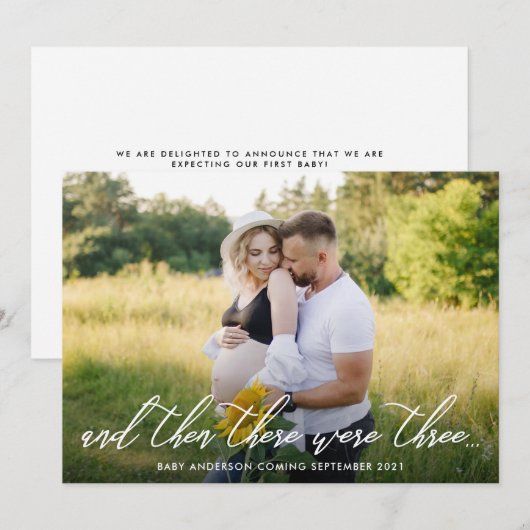 Moderne zwangerschapsaankondiging met foto aankondiging (Voorkant / Achterkant)