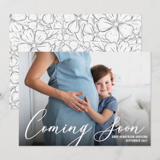 Moderne zwangerschapsfoto aankondiging (Voorkant / Achterkant)