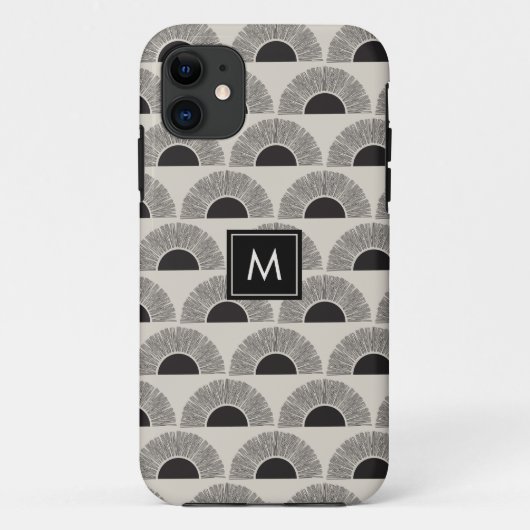 Moderne zwart & beige zonsondergang Abstract kunst Case-Mate iPhone Case (Achterkant)