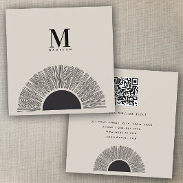 Moderne Zwart & Beige Zonsondergang Abstracte Kuns Vierkante Visitekaartje