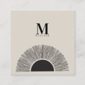 Moderne Zwart & Beige Zonsondergang Abstracte Kuns Vierkante Visitekaartje (Voorkant)