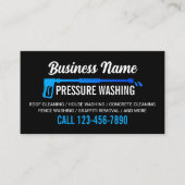 Moderne zwart-blauwe hogedrukreiniger visitekaartje (Voorkant)