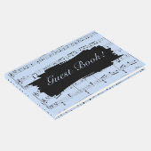 Moderne Zwart-Blauwe Muziek Bruiloft Uitnodiging Gastenboek (Hoek)