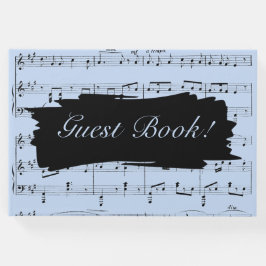 Moderne Zwart-Blauwe Muziek Bruiloft Uitnodiging Gastenboek