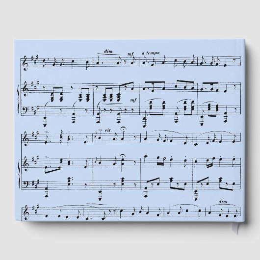 Moderne Zwart-Blauwe Muziek Bruiloft Uitnodiging Gastenboek (Achterkant)