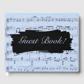 Moderne Zwart-Blauwe Muziek Bruiloft Uitnodiging Gastenboek (Voorkant)
