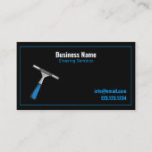 Moderne Zwart-Blauwe Squeegee Raamreiniging Visitekaartje (Voorkant)