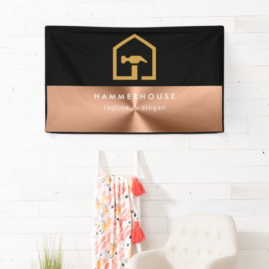 Moderne Zwart & Brons Bouw Bedrijfsgebouw Spandoek (Insitu)