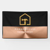 Moderne Zwart & Brons Bouw Bedrijfsgebouw Spandoek (Horizontaal)