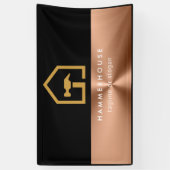 Moderne Zwart & Brons Bouw Bedrijfsgebouw Spandoek (Verticaal)