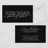 Moderne Zwart Chic Signature Script Fotograaf Visitekaartje (Voorkant / Achterkant)