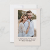 Moderne zwart chique pampas gras trouwfoto bedankkaart (Achterkant)