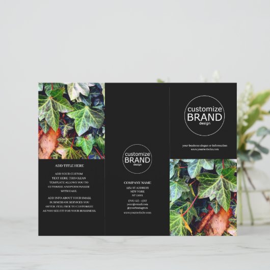 Moderne Zwart Driezijdige Brochure Met Zakelijk Lo (Staand voorkant)