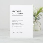 Moderne Zwart & Ecru QR Code Alles In Een Bruiloft Kaart (Staand voorkant)