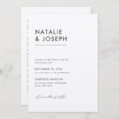 Moderne Zwart & Ecru QR Code Alles In Een Bruiloft Kaart (Voorkant / Achterkant)