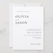 Moderne Zwart en Ecru Minimale Bruiloft Kaart (Voorkant)