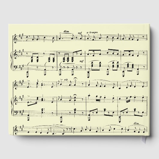 Moderne Zwart en Geel Muziek Bruiloft Uitnodiging Gastenboek (Achterkant)