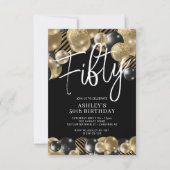 Moderne Zwart en Goud 50e Verjaardag Kaart (Voorkant)