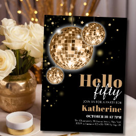 Moderne Zwart en Goud 50e Verjaardag Kaart