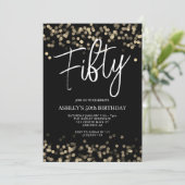 Moderne Zwart en Goud 50e Verjaardag Kaart (Staand voorkant)