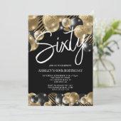 Moderne Zwart en Goud 60e Verjaardag Kaart (Staand voorkant)