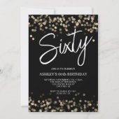 Moderne Zwart en Goud 60ste Verjaardag Kaart (Voorkant)