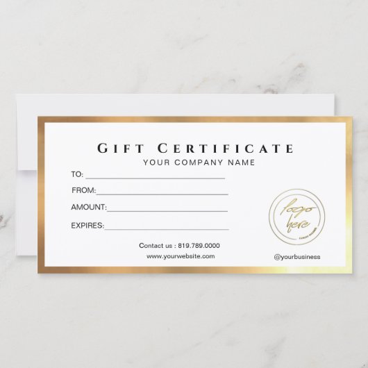 Moderne Zwart En Goud Logo Toevoegen Certificaat (Achterkant)