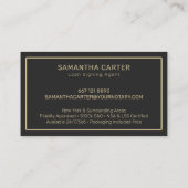 Moderne zwart en goud notaris lening ondertekening visitekaartje (Achterkant)