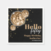 Moderne Zwart en Goud Vrouwen Gelukkige 50e Verjaa Servet (Voorkant)