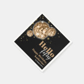 Moderne Zwart en Goud Vrouwen Gelukkige 50e Verjaa Servet (Hoek)