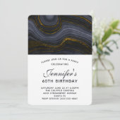 Moderne Zwart en Gouden Agaat Stone Verjaardag Kaart (Staand voorkant)