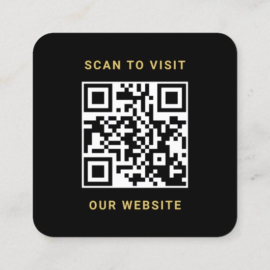 Moderne Zwart en Gouden Douane Logo en QR Code Vierkante Visitekaartje (Achterkant)