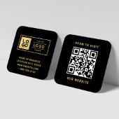 Moderne Zwart en Gouden Douane Logo en QR Code Vierkante Visitekaartje