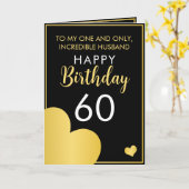 Moderne Zwart en Gouden Echtgenoot 60e Verjaardag Kaart (Gele Bloem)