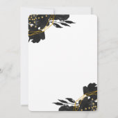 Moderne Zwart en Gouden Kalligrafie Bloemenbruilof Kaart (Achterkant)