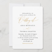 Moderne Zwart en Gouden Kalligrafie Bloemenbruilof Kaart (Voorkant)