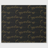 Moderne zwart en gouden letters Gefeliciteerd Cadeaupapier (Vlak)