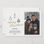 Moderne Zwart en Gouden met de Hand Getekende Fami Feestdagenkaart (Voorkant)